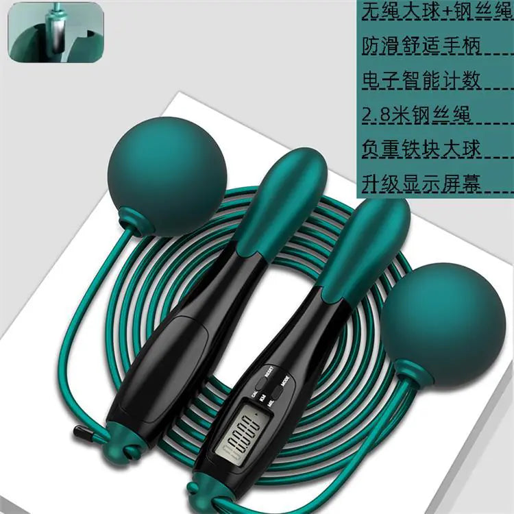 Smart Wireless Jump Rope with Weighted Ball and Counter